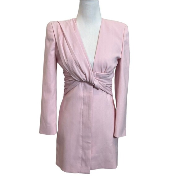 ZARA Draped Blazer Mini Dress Women’s Size XS Pink Knot Front Tailored - Picture 2 of 13